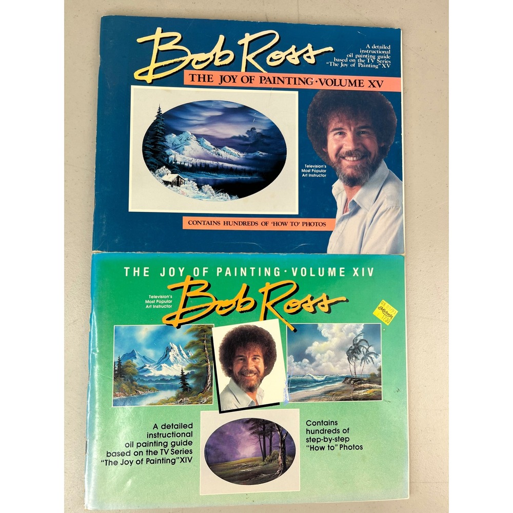Bob Ross The Joy of Painting Volumes 14 & 15 Instructional Art Books 1989 1990